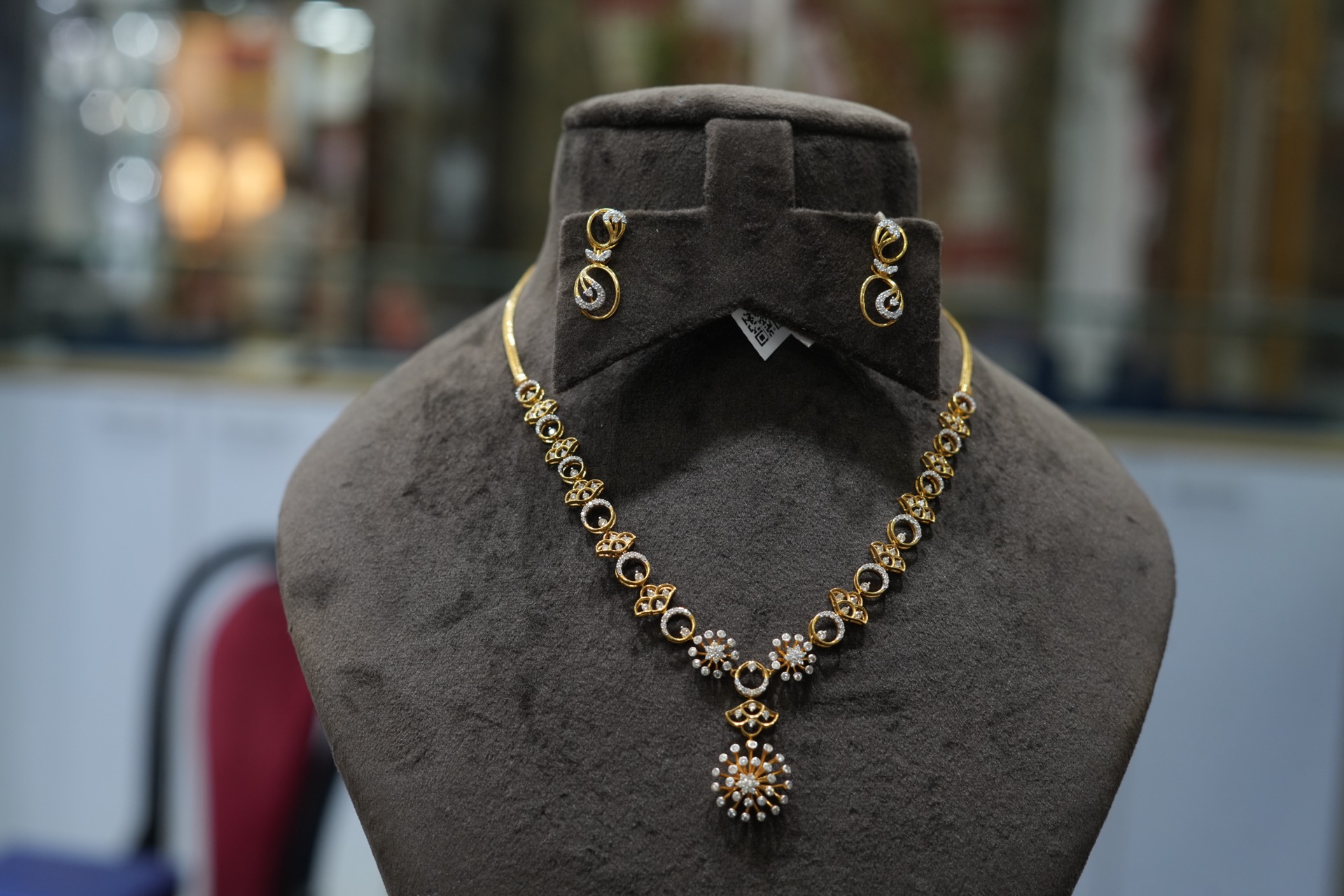 Diamond bridal necklace and earring set
